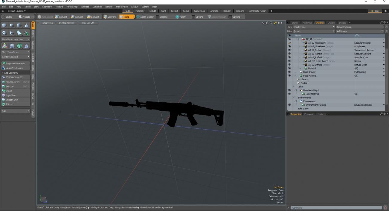 Silenced Kalashnikov Firearm AK-12 3D model