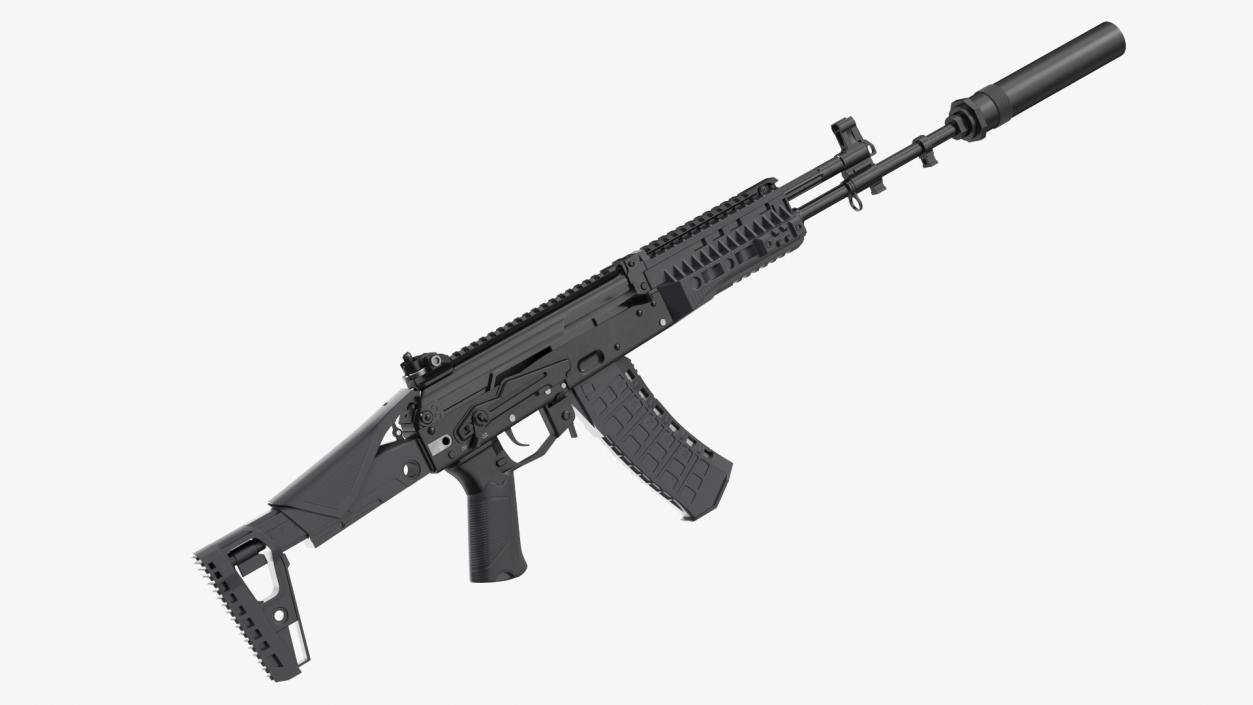 Silenced Kalashnikov Firearm AK-12 3D model