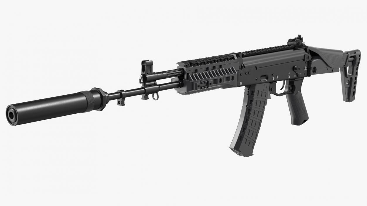 Silenced Kalashnikov Firearm AK-12 3D model