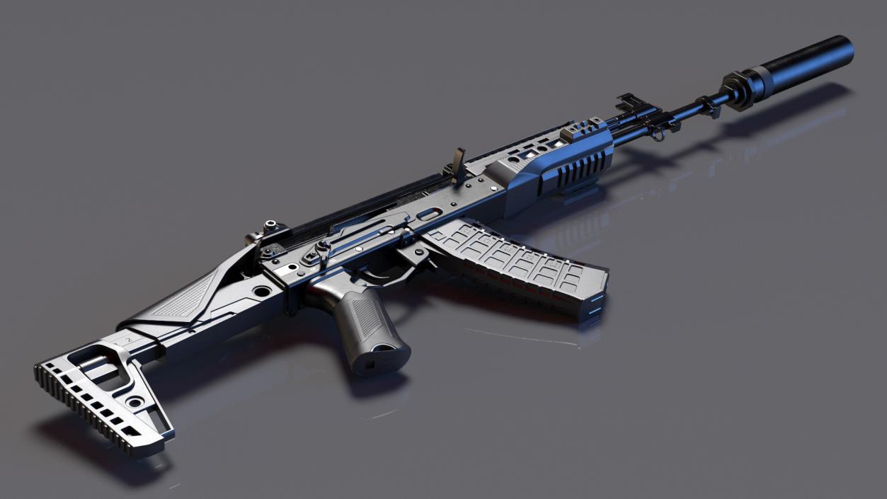 Silenced Kalashnikov Firearm AK-12 3D model