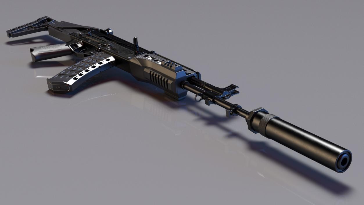 Silenced Kalashnikov Firearm AK-12 3D model