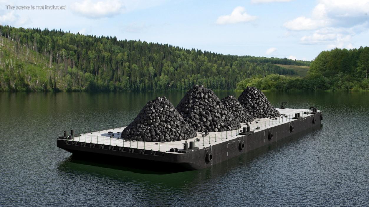 3D model Pontoon Barge Loaded Coal