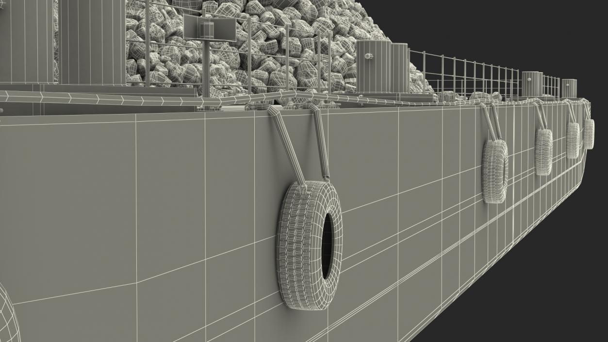 3D model Pontoon Barge Loaded Coal