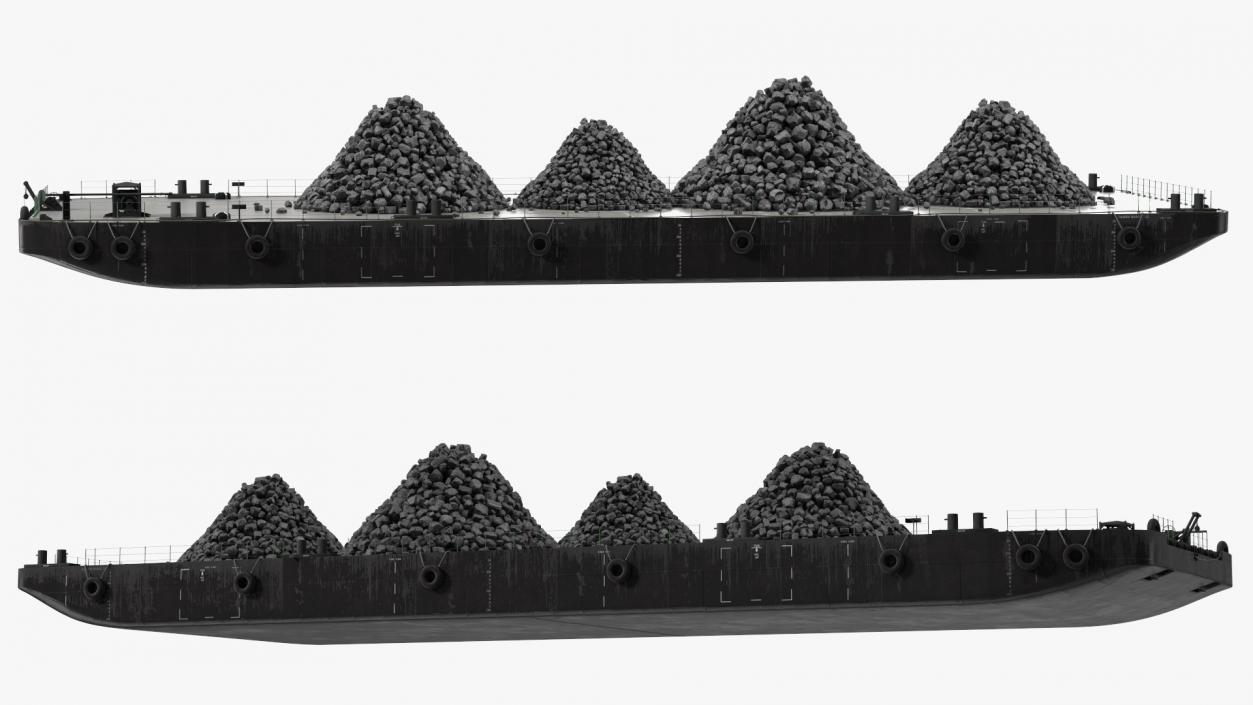 3D model Pontoon Barge Loaded Coal