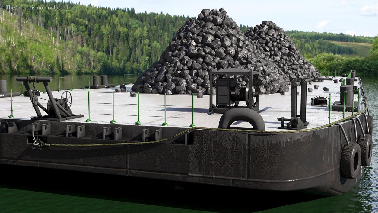 3D model Pontoon Barge Loaded Coal