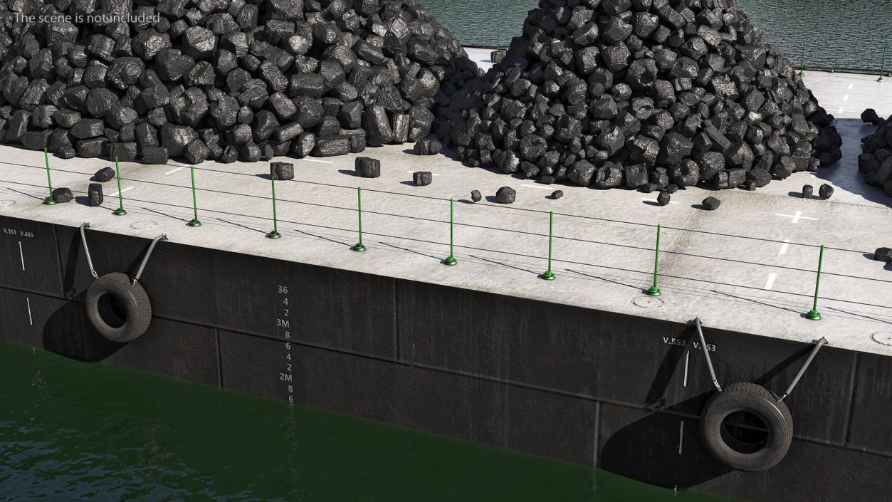 3D model Pontoon Barge Loaded Coal