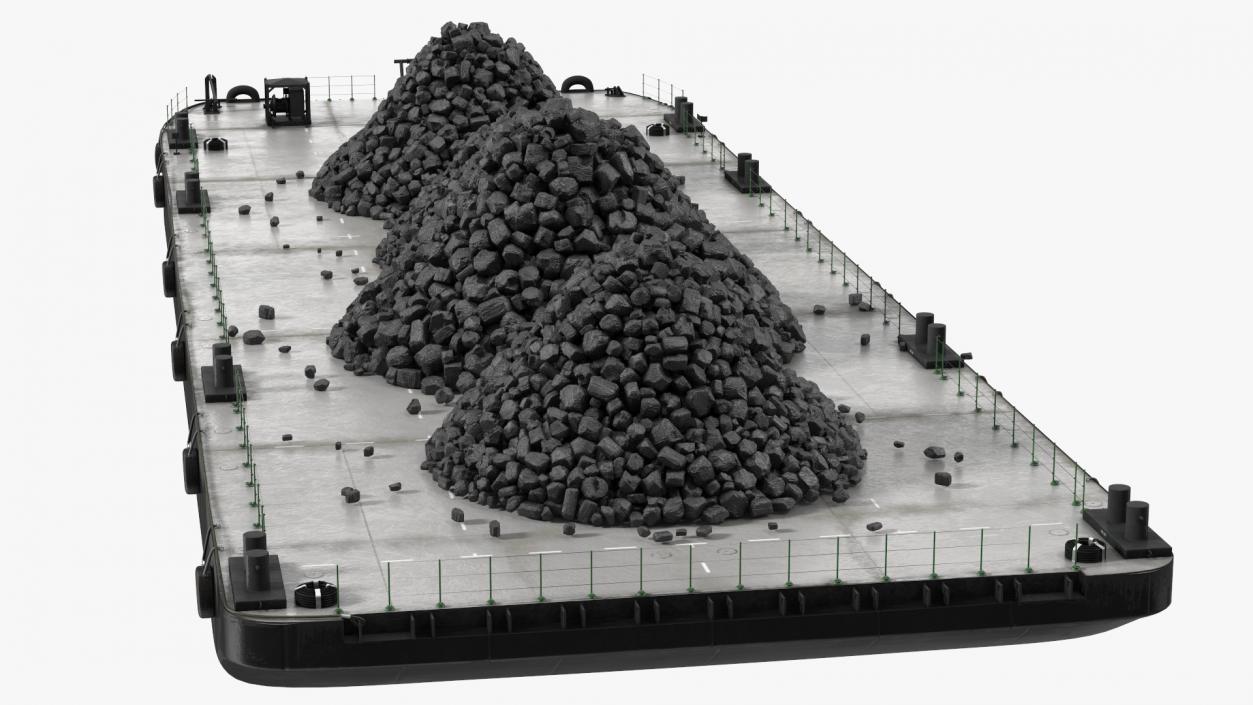 3D model Pontoon Barge Loaded Coal