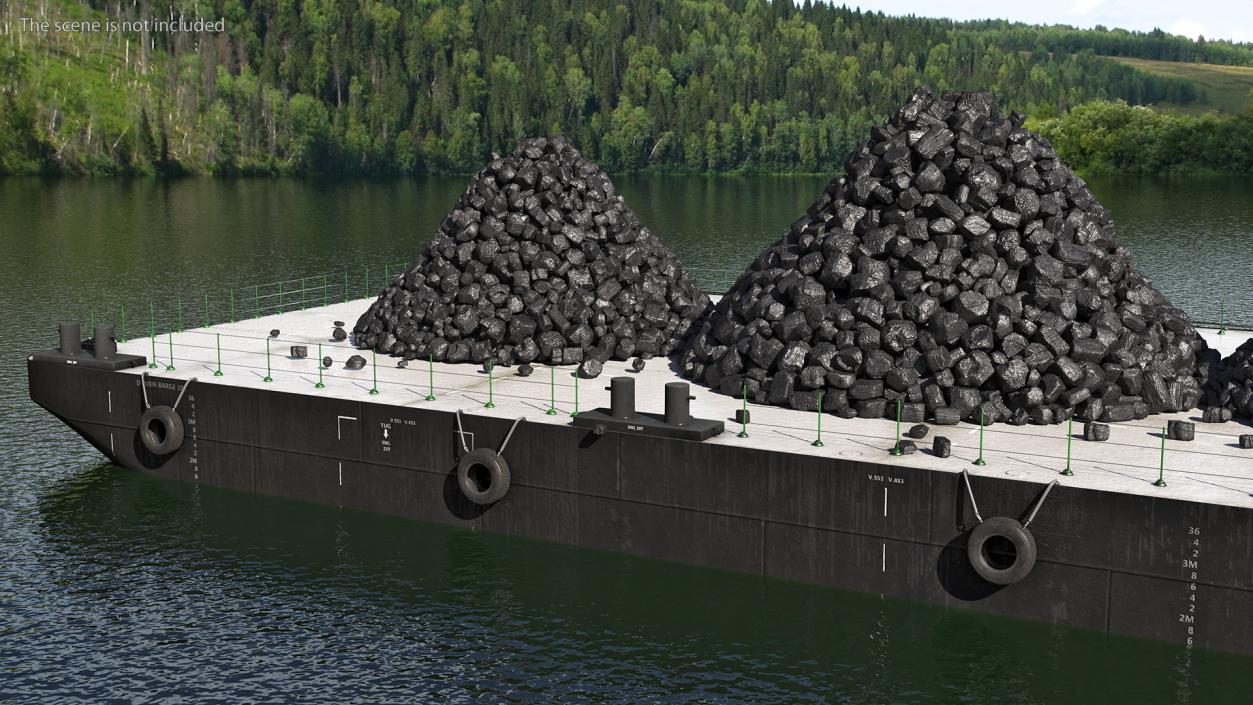 3D model Pontoon Barge Loaded Coal