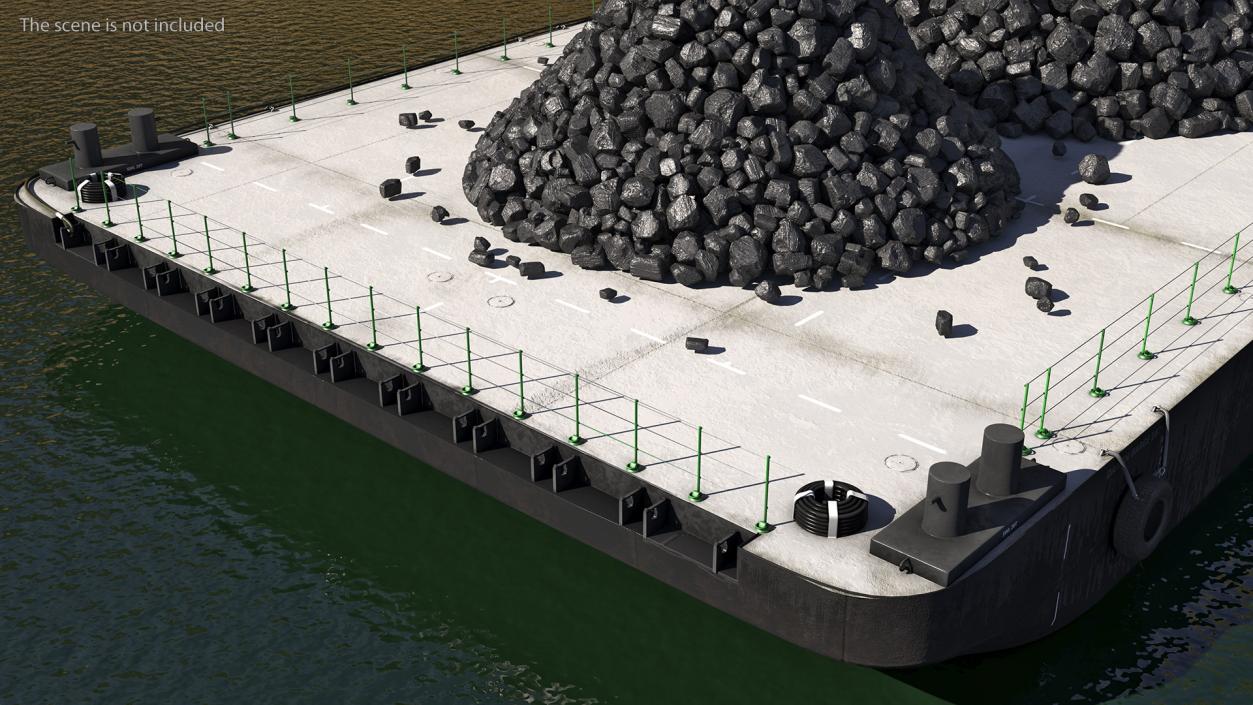 3D model Pontoon Barge Loaded Coal