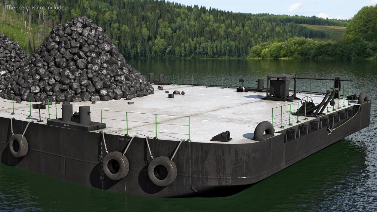 3D model Pontoon Barge Loaded Coal