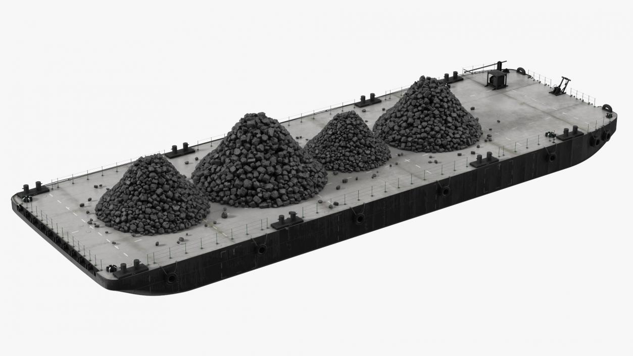 3D model Pontoon Barge Loaded Coal