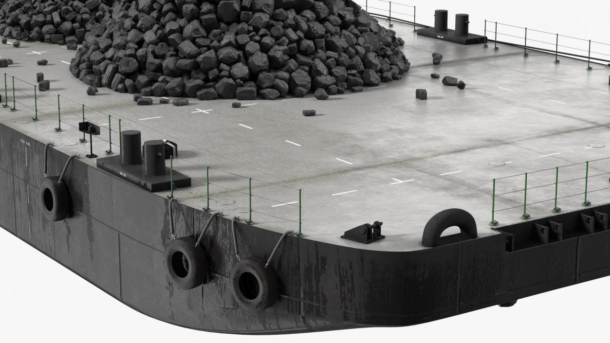 3D model Pontoon Barge Loaded Coal