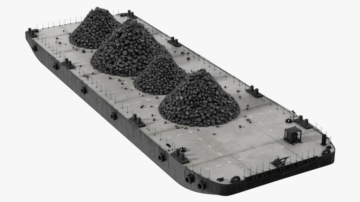 3D model Pontoon Barge Loaded Coal