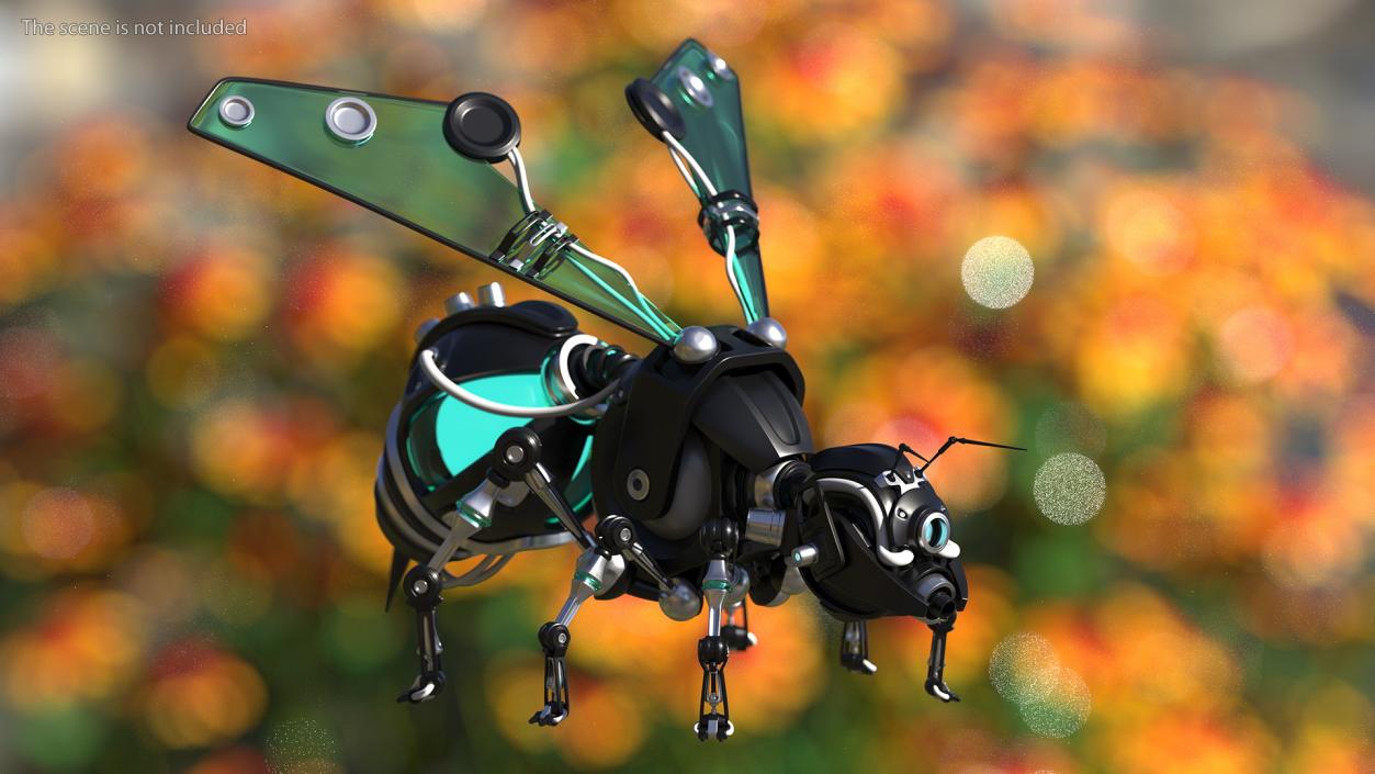 Robot Bee Black Rigged 3D