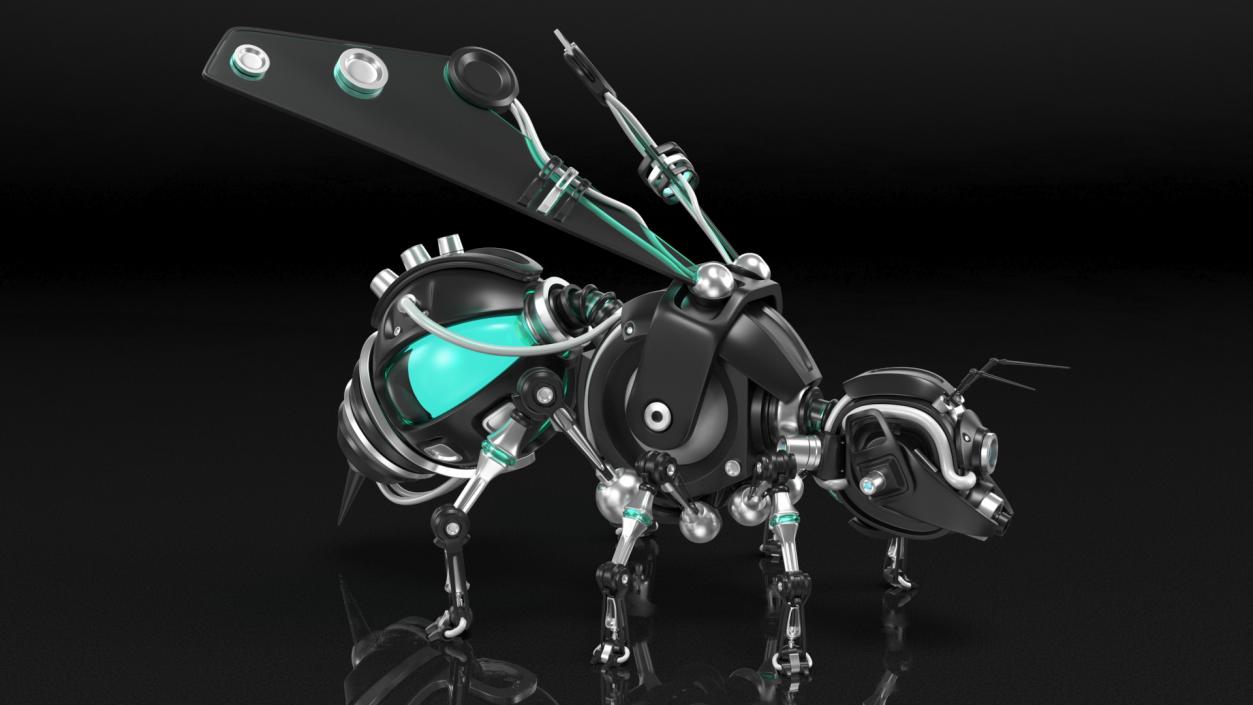 Robot Bee Black Rigged 3D