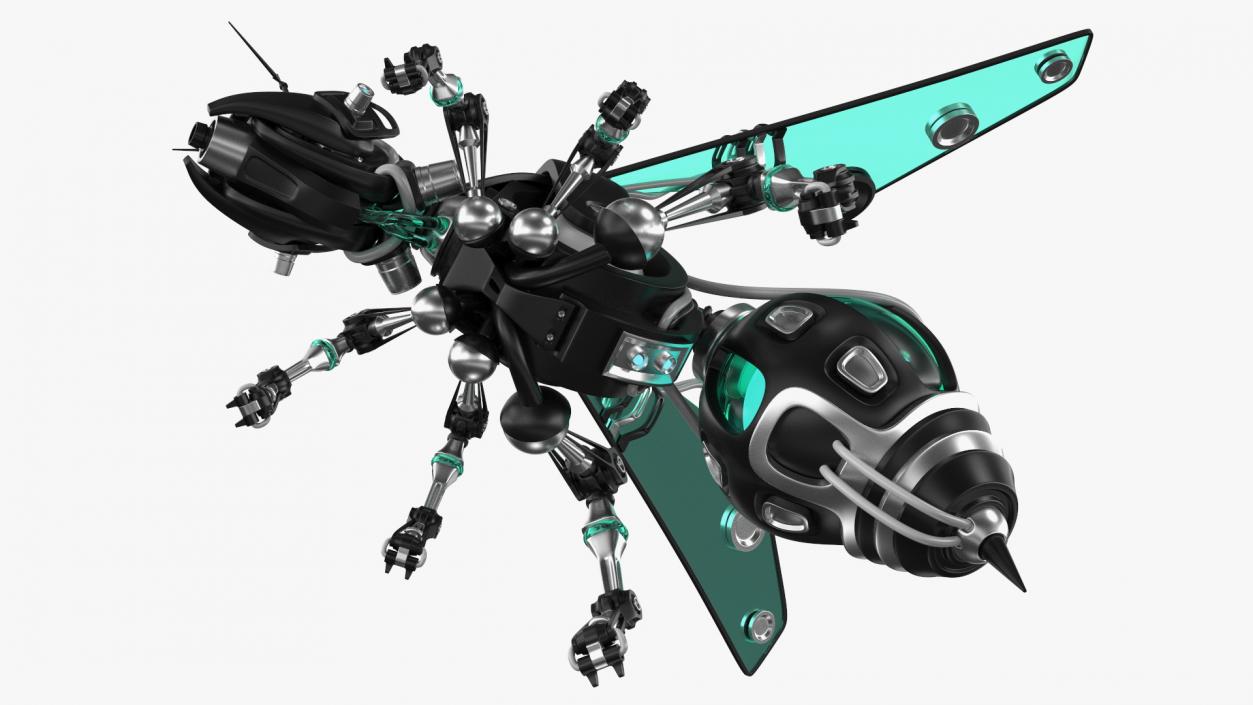 Robot Bee Black Rigged 3D