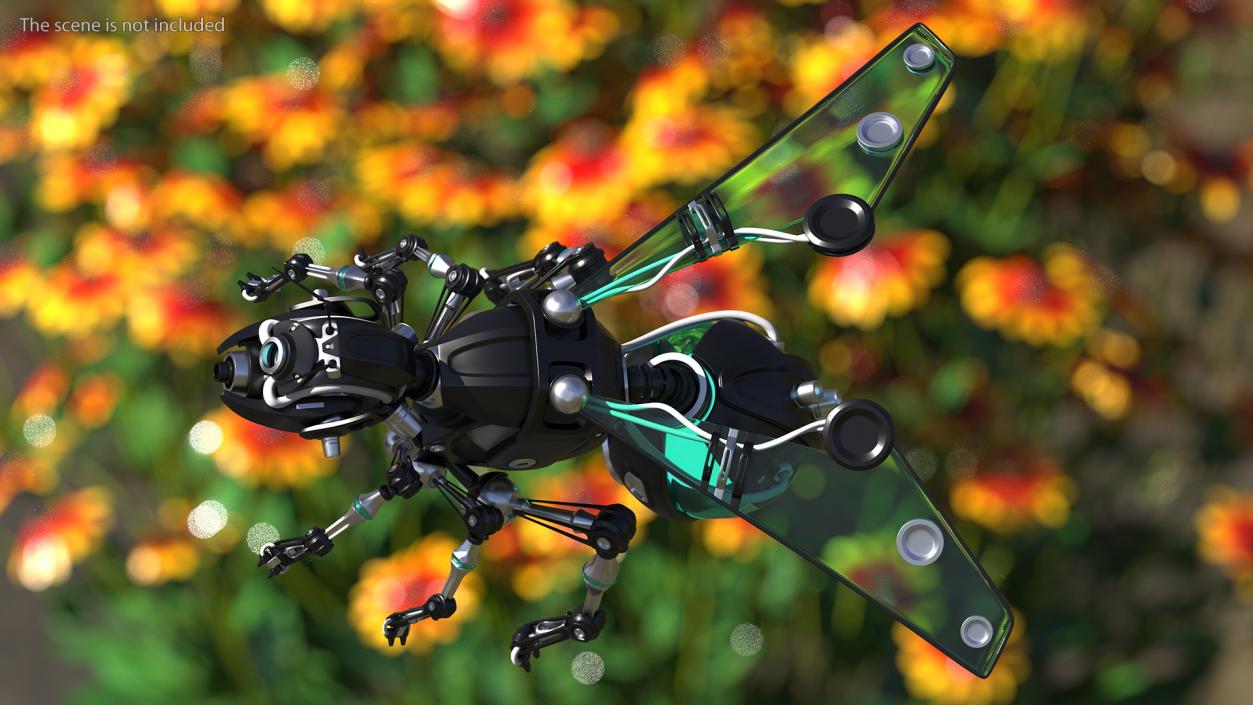 Robot Bee Black Rigged 3D