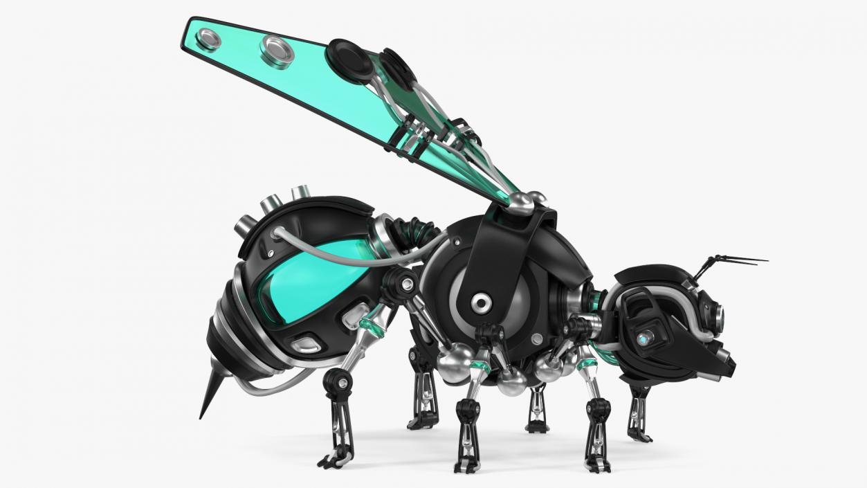 Robot Bee Black Rigged 3D