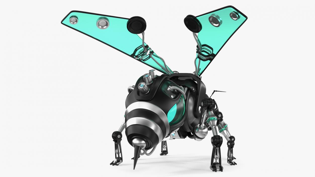 Robot Bee Black Rigged 3D