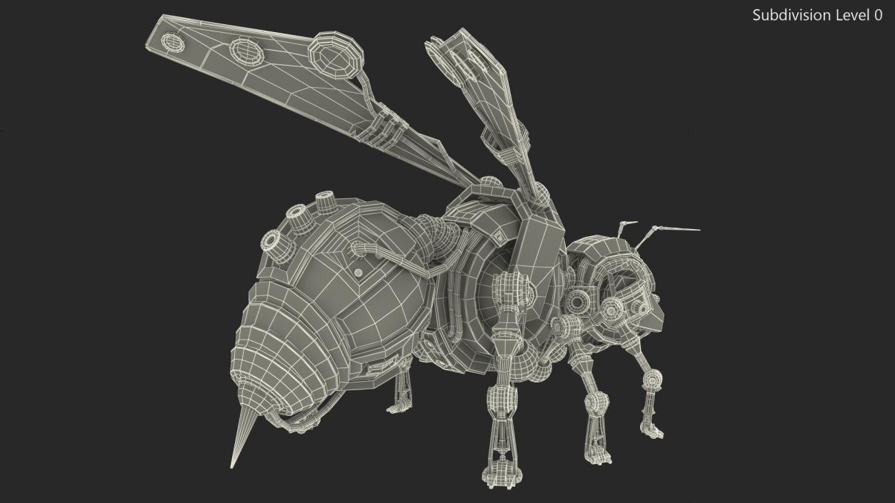 Robot Bee Black Rigged 3D