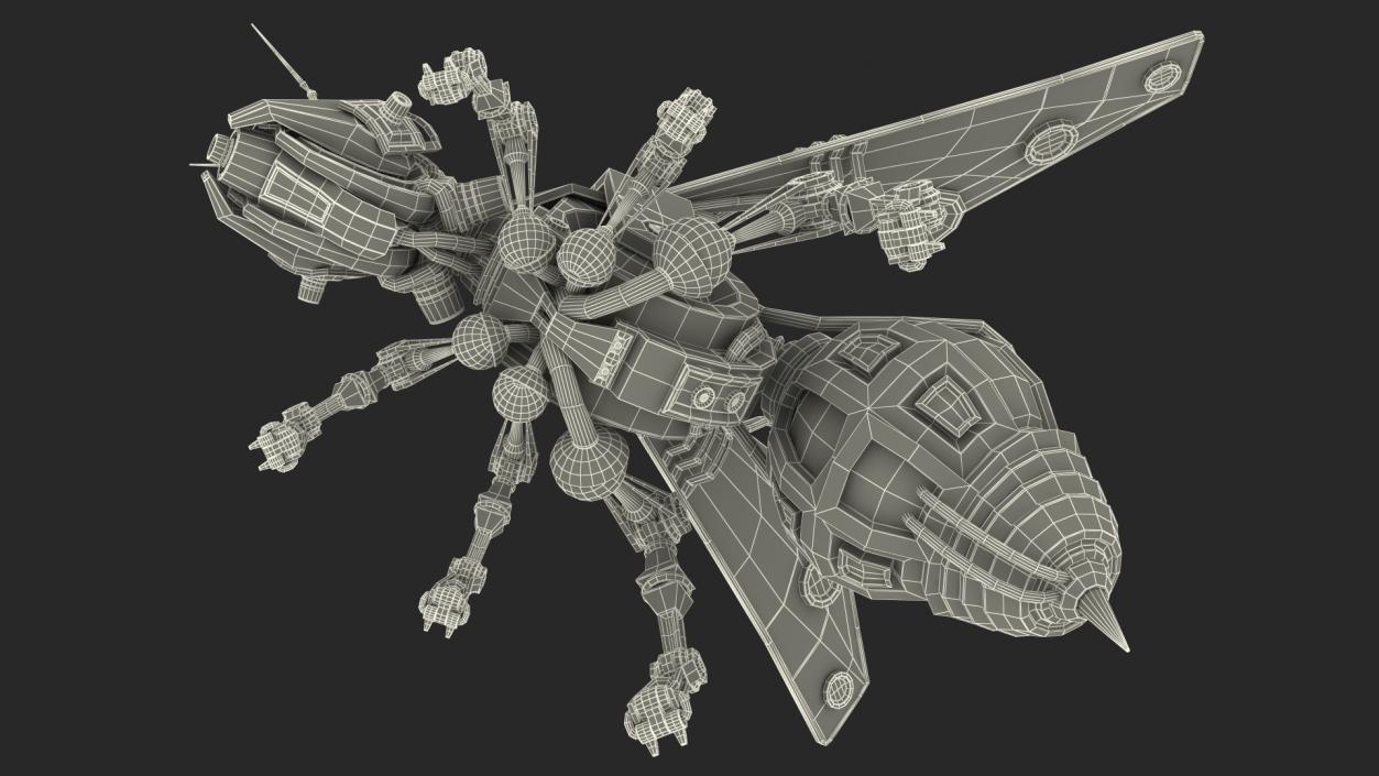 Robot Bee Black Rigged 3D