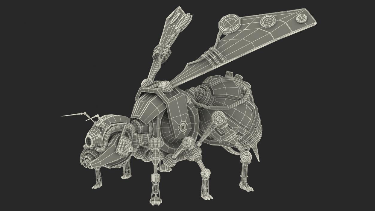 Robot Bee Black Rigged 3D