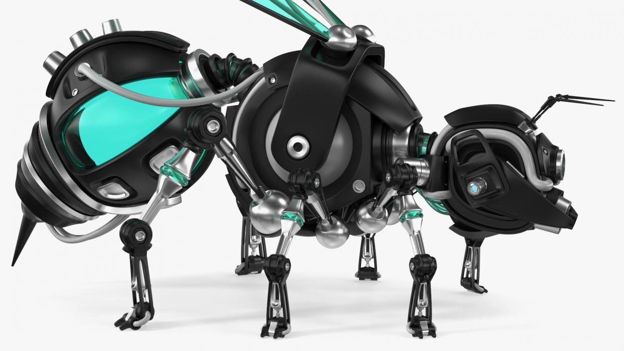 Robot Bee Black Rigged 3D