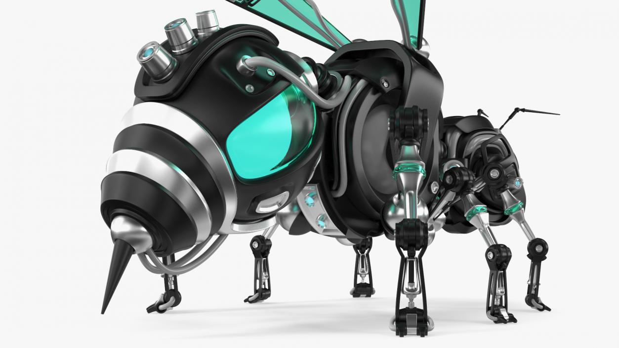 Robot Bee Black Rigged 3D