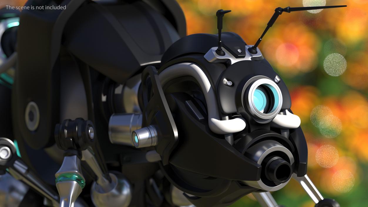 Robot Bee Black Rigged 3D