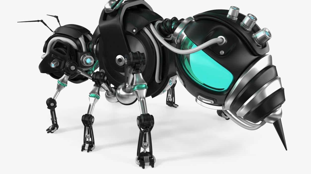 Robot Bee Black Rigged 3D