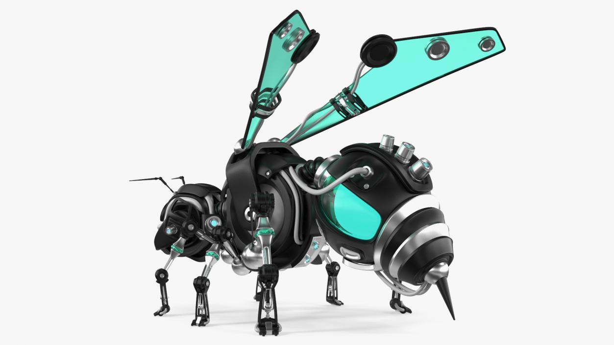 Robot Bee Black Rigged 3D