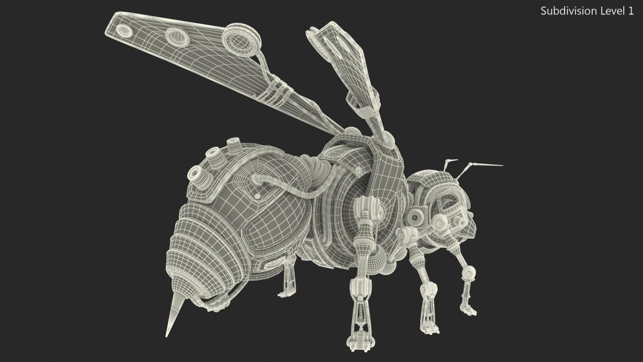 Robot Bee Black Rigged 3D