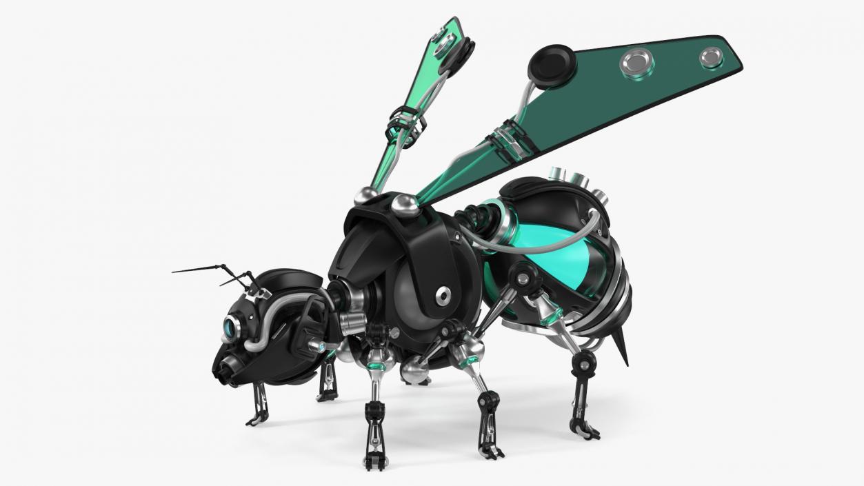 Robot Bee Black Rigged 3D