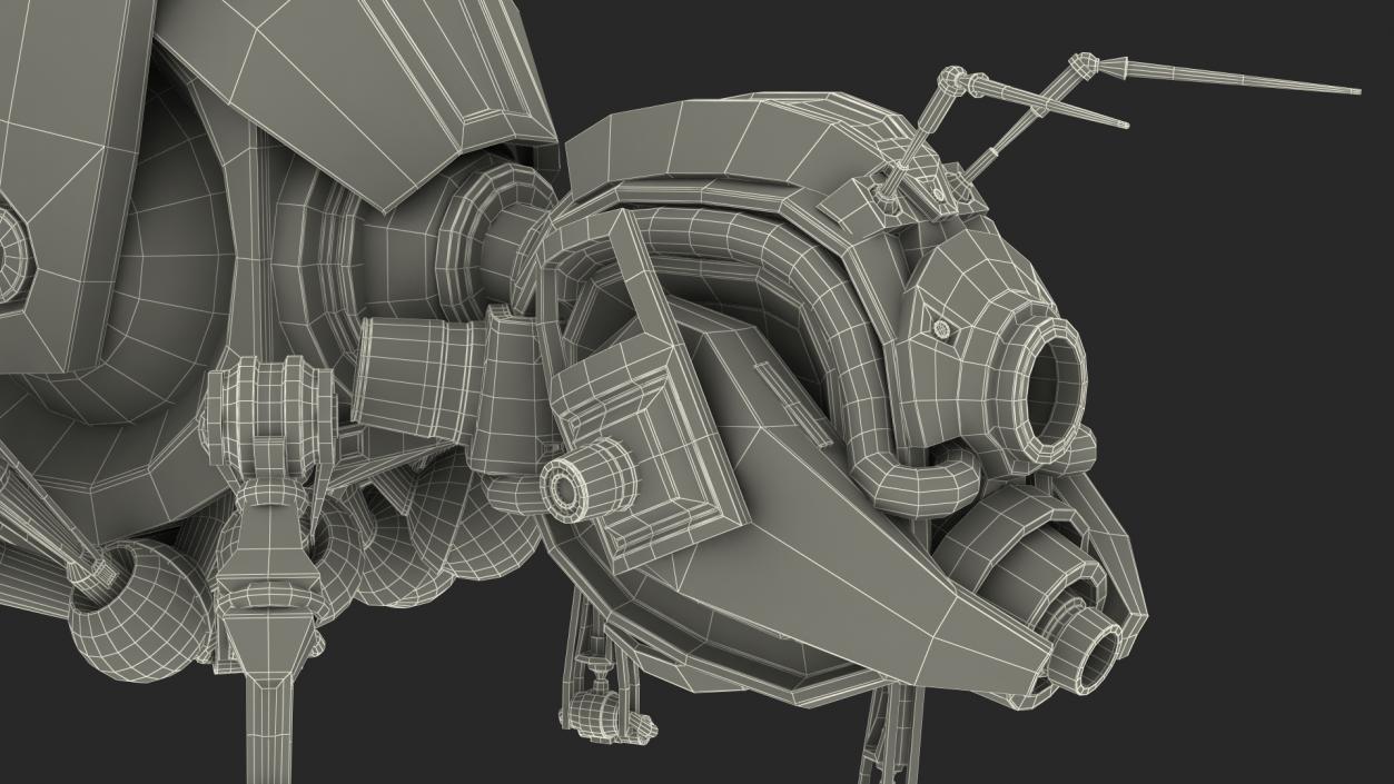 Robot Bee Black Rigged 3D