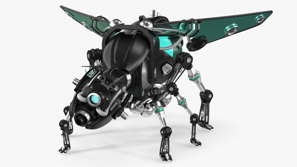 Robot Bee Black Rigged 3D