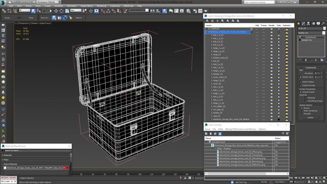 3D Aluminum Storage Box Swiss Link Medium model