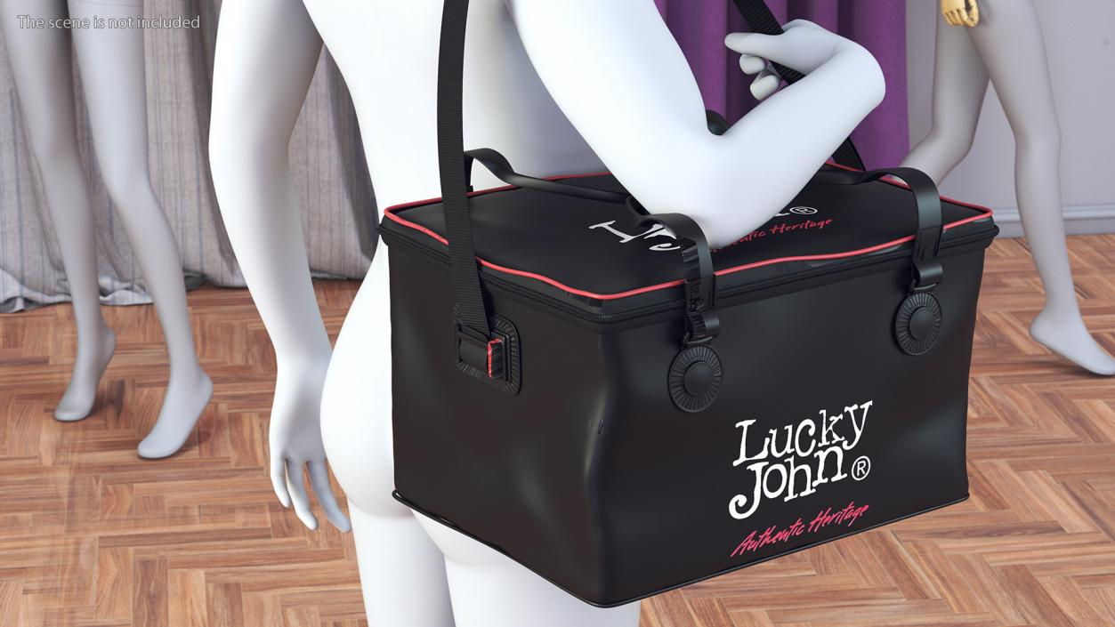 Black Thermal Fishing Bag Lucky John on Manikin 3D