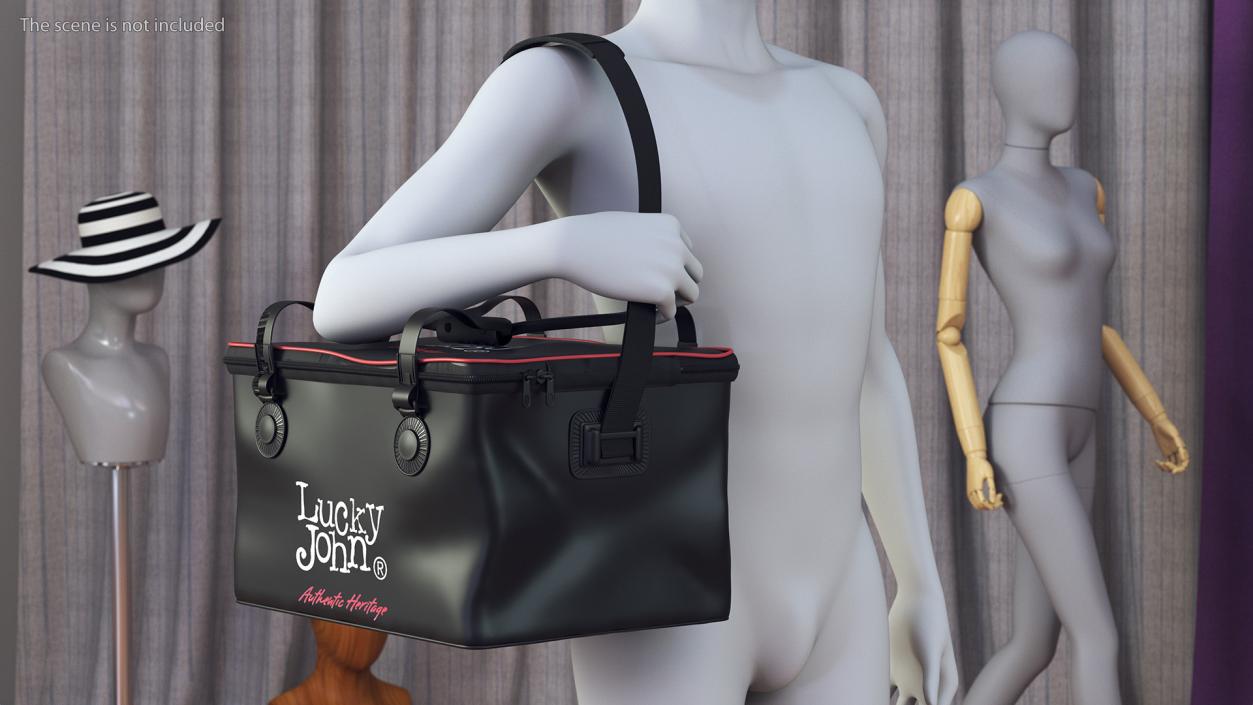 Black Thermal Fishing Bag Lucky John on Manikin 3D