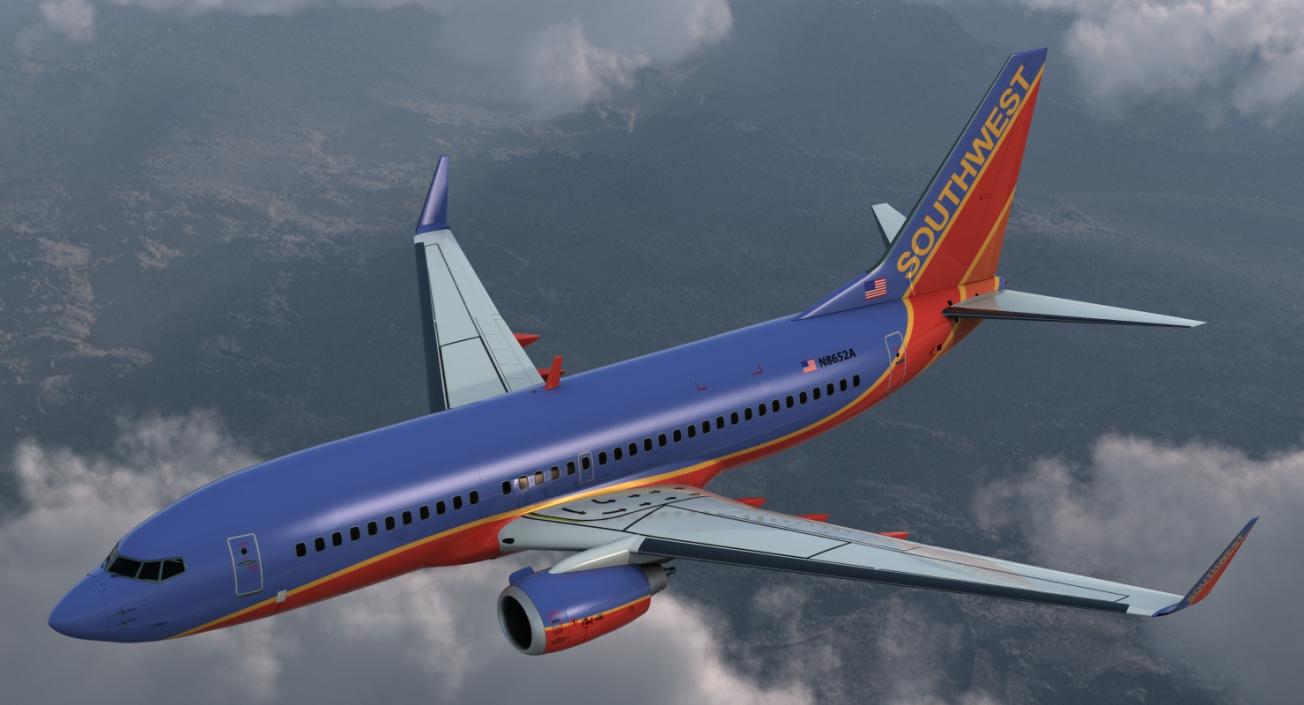 3D model Boeing 737-700 Southwest Airlines Rigged