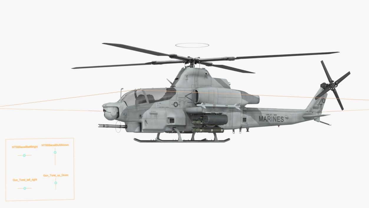 Bell AH-1Z Lethal Combat Helicopter Rigged 3D