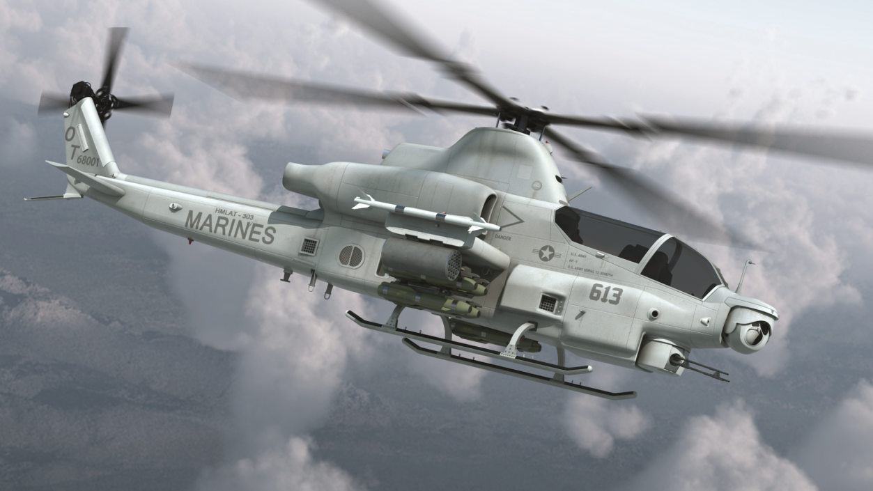 Bell AH-1Z Lethal Combat Helicopter Rigged 3D