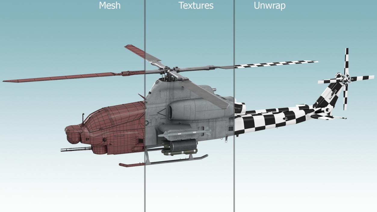 Bell AH-1Z Lethal Combat Helicopter Rigged 3D