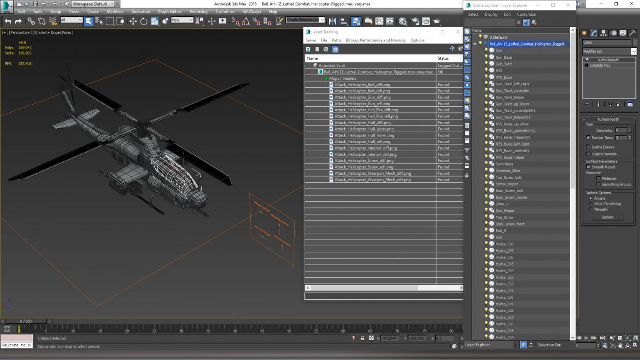 Bell AH-1Z Lethal Combat Helicopter Rigged 3D