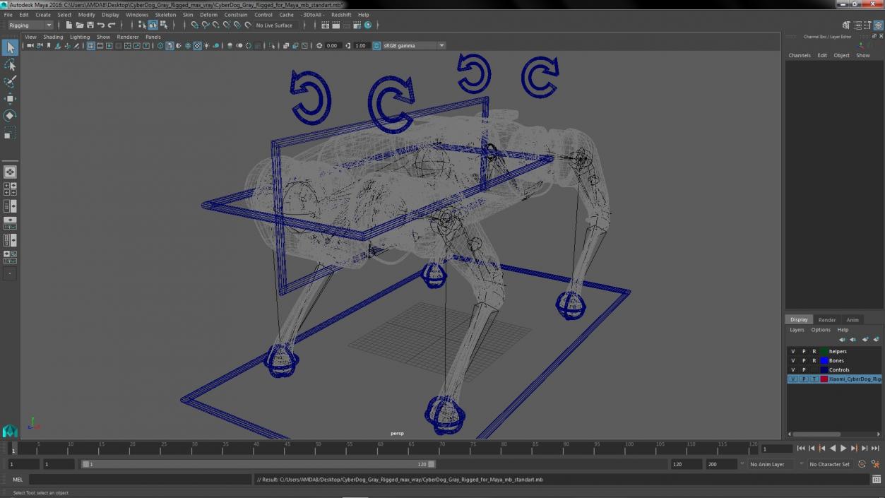 CyberDog Gray Rigged for Maya 3D model