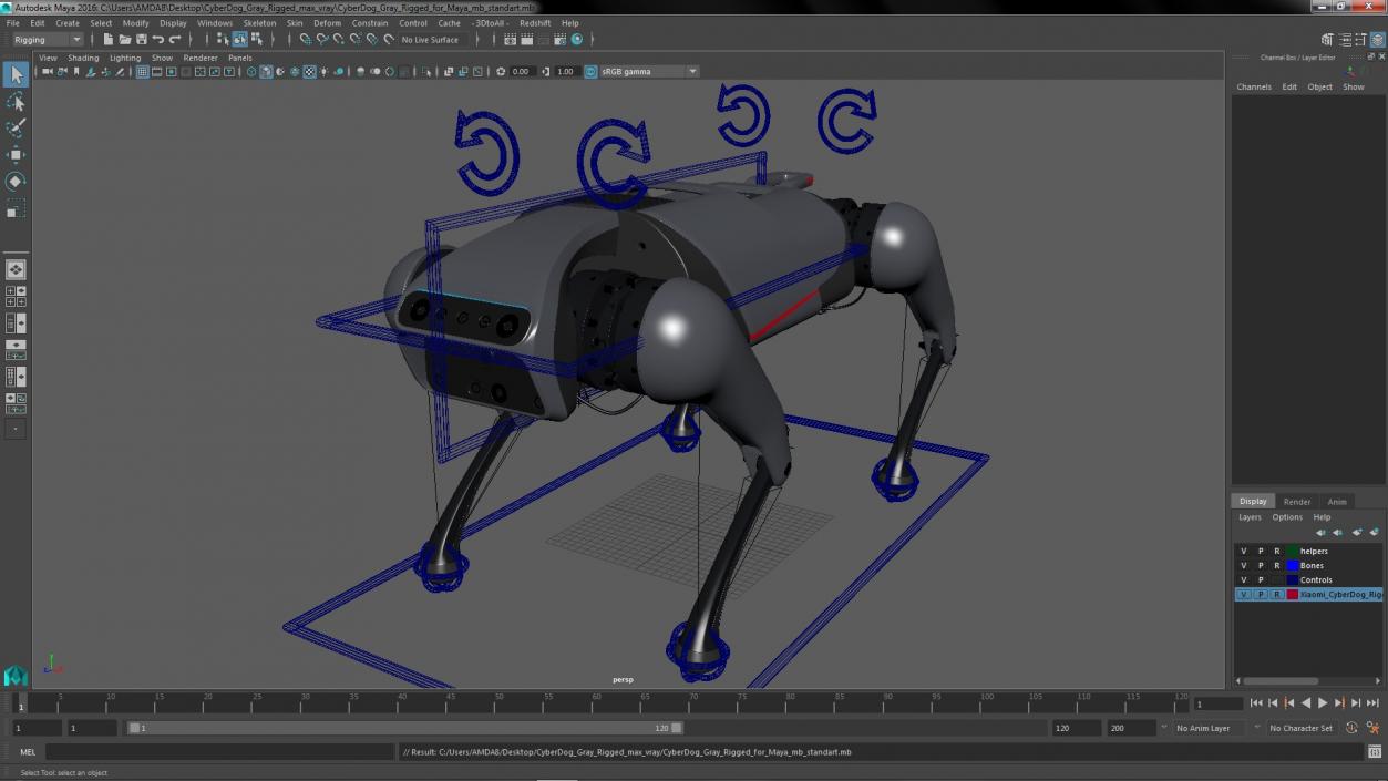 CyberDog Gray Rigged for Maya 3D model