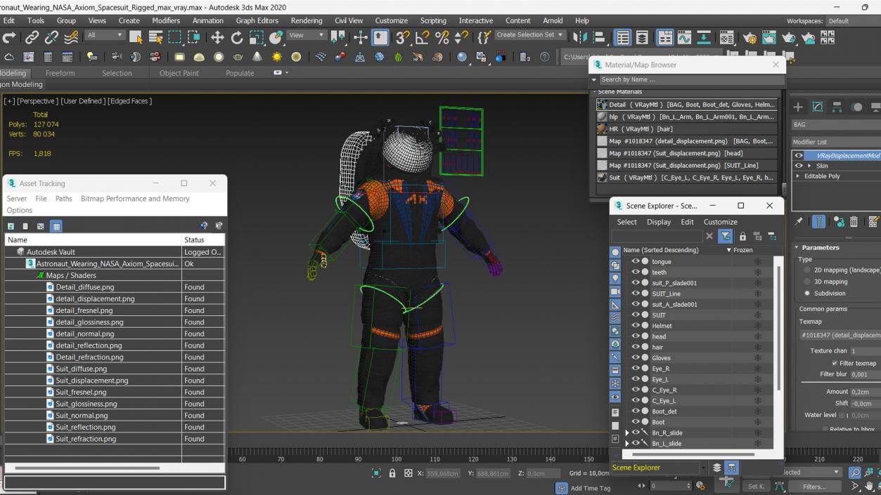 3D model Astronaut Wearing NASA Axiom Spacesuit Rigged