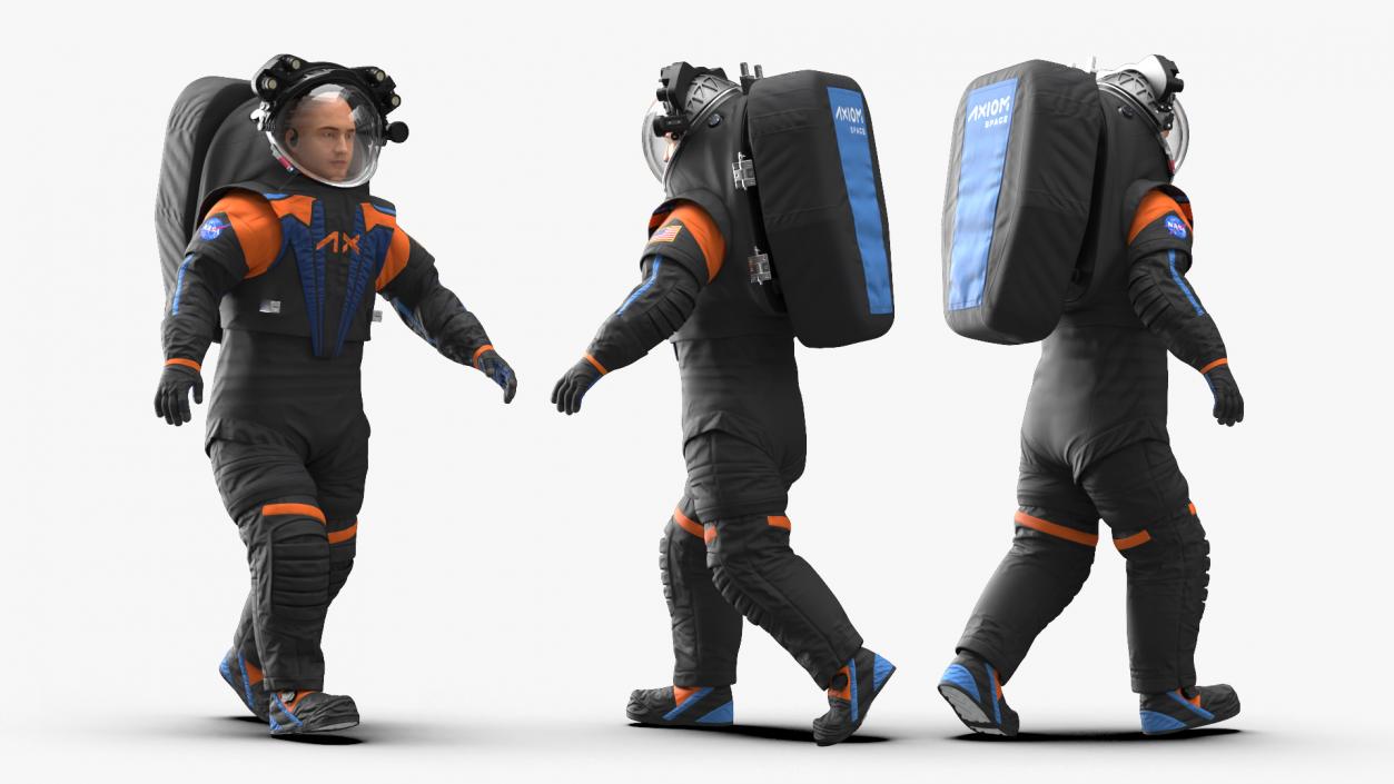 3D model Astronaut Wearing NASA Axiom Spacesuit Rigged