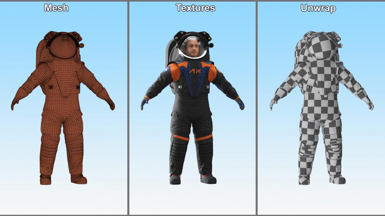 3D model Astronaut Wearing NASA Axiom Spacesuit Rigged