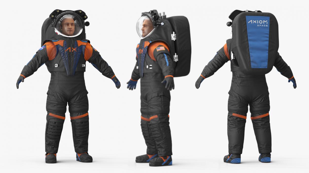 3D model Astronaut Wearing NASA Axiom Spacesuit Rigged