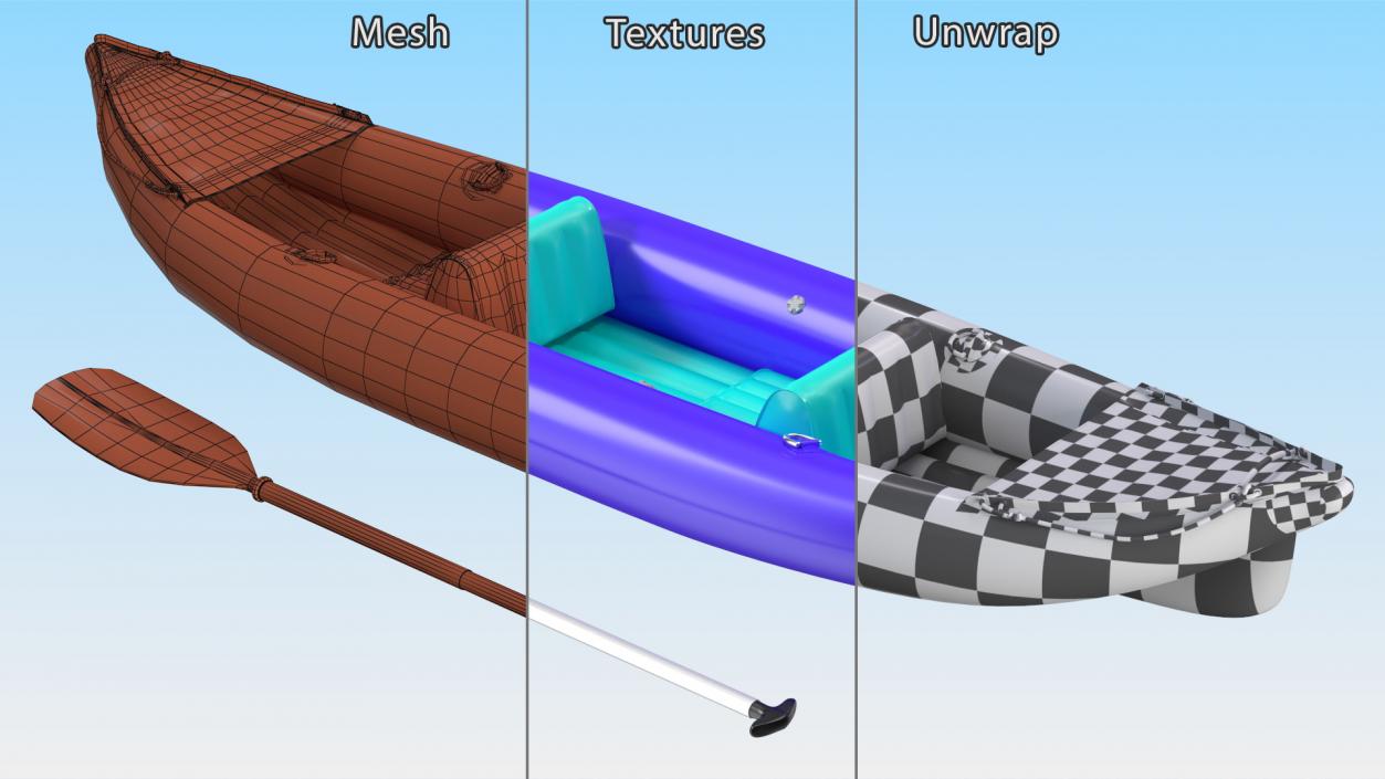 3D Inflatable Kayak with Paddle model